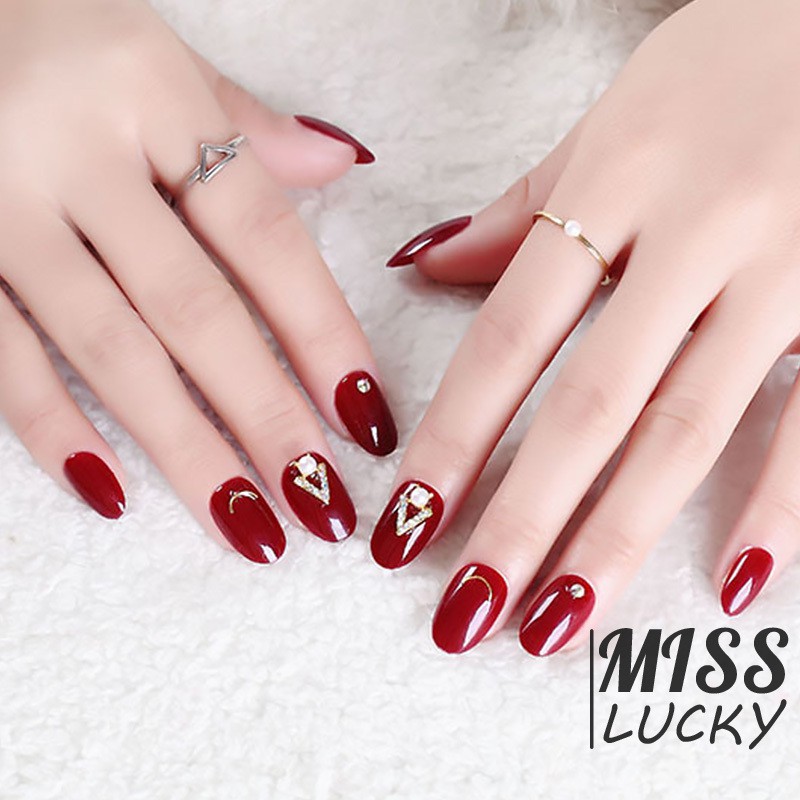 Set 24 móng tay nhân tạo đính đá phong cách thời trang nữ