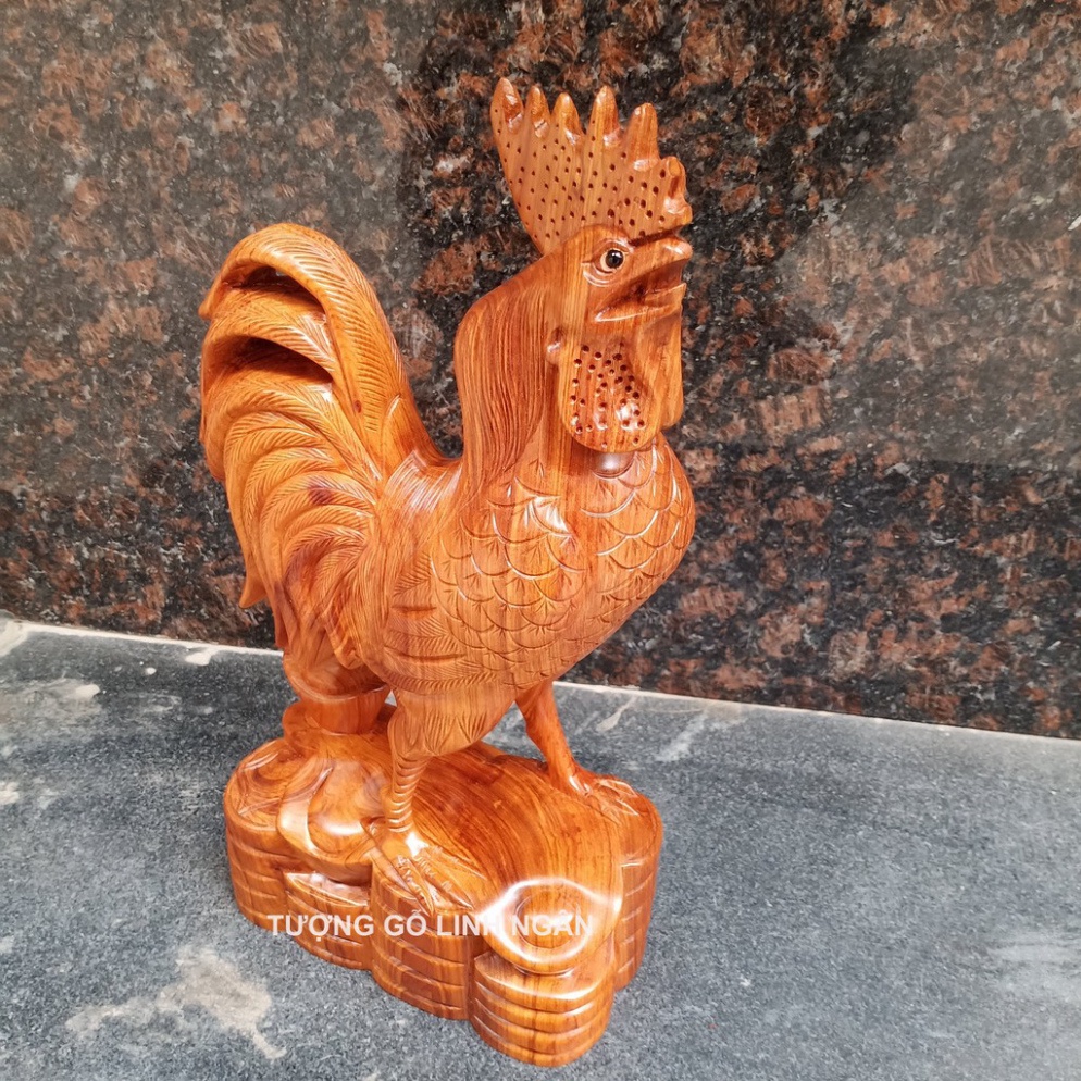 [GIA RE] Tượng gà gỗ hương (cao 40cm)