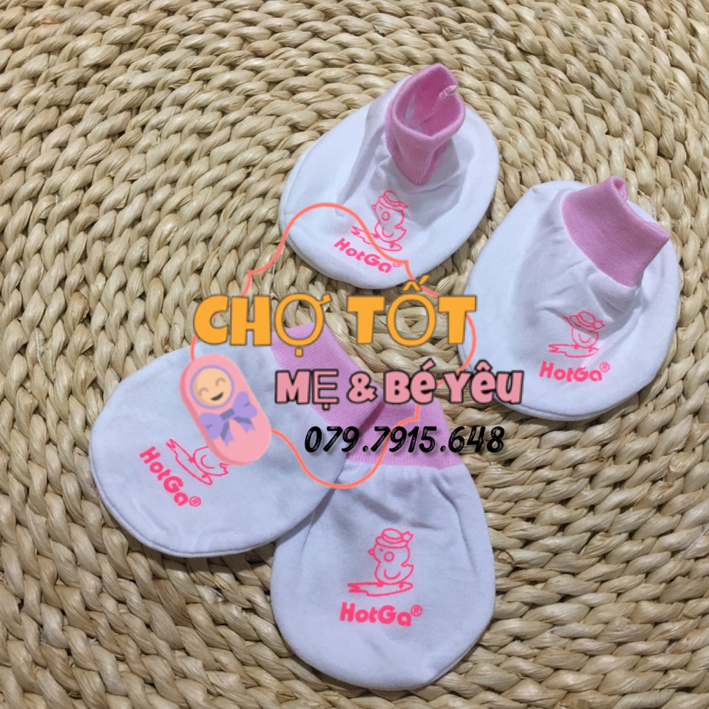 Combo 5 Bộ Bao Tay, Bao Chân Cho Bé Hotga Cotton Cao Cấp ( 0-3 tháng)