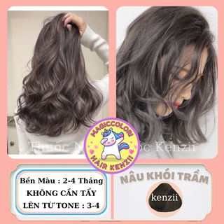 Thuốc Nhuộm Tóc Nâu Khói Trầm Tặng Oxy Trợ Nhuộm Găng Tay Mũ Chùm Kenzii Lên Từ Nền Tự Nhiên