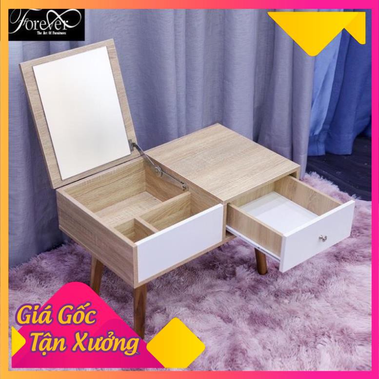 Bàn trang điểm mini nhỏ gọn  bàn trang điểm ngồi bệt kèm gương cao cấp để đầu giường Gỗ MDF ( tặng kèm tua vit )