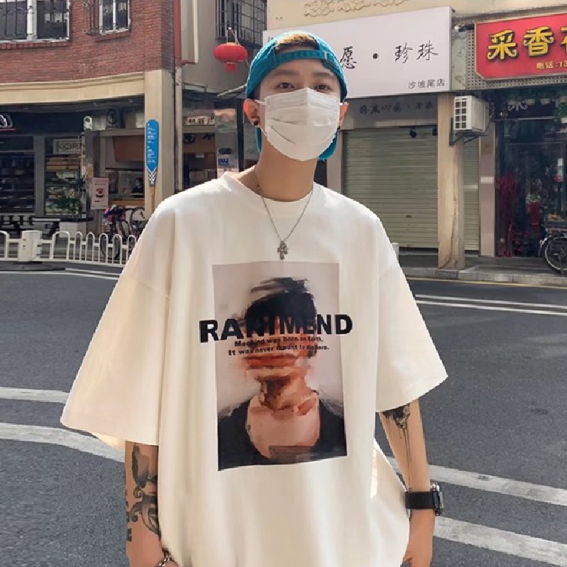 Áo Thun Dáng Rộng In Chữ Phong Cách Hàn Quốc Thời Trang Mùa Hè Cho Nam [M-8XL]