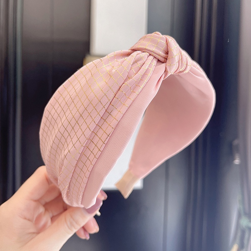 Băng Đô Hai Lớp Thắt Nút Họa Tiết Kẻ Sọc Màu Đồng Cao Cấp Thời Trang Xuân Hè Cho Nữ