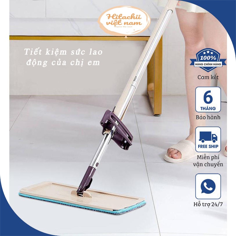 Chổi Lau Nhà Tự Vắt Thông Minh Cán Inox, Bộ Chổi Lau Sàn Thông Minh Spin Mop Tự Vắt Thông Minh Xoay 360 Độ