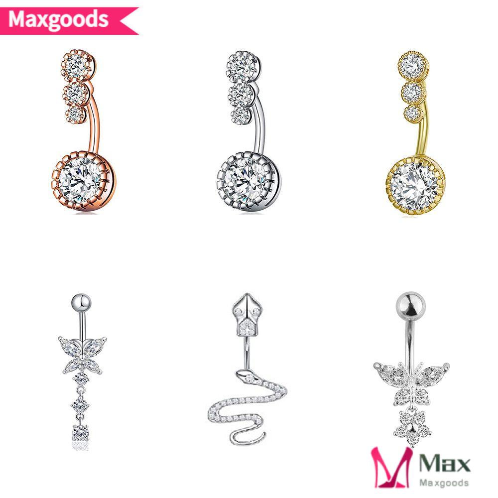 Khuyên Rốn Bằng Thép Không Gỉ Thời Trang Cho Nữ|Hoa Hồng Phụ Kiện Bãi Biển|Rõ ràng Zircon|Nhẫn Nút Bụng