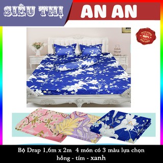 BỘ GA GIƯỜNG BỘ DRAP ROSIE 3 MÓN GỒM 1 GA 1.6M x2M+ 2 VỎ GỐI NẰM+1 VỎ GỐI ÔM COTTON CÓ 3 MÀU LỰA CHỌN HỒNG -TÍM- XANH