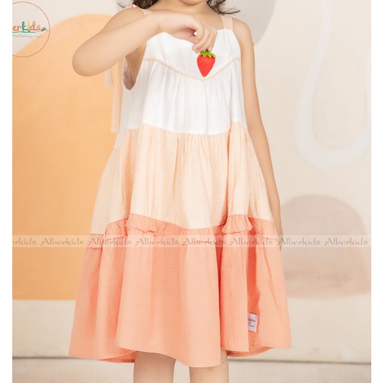 Đầm váy xòe bé gái dễ thương 10 đến 40 kg Haivanco mềm mại dáng babydoll trơn vải lụa cao cấp mùa hè đi học đi chơi đẹp