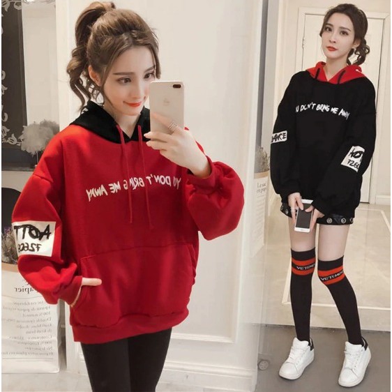 Áo HOODIE NỮ 2 MÀU ĐEN ĐỎ VẢI DÀY ĐẸP UNISEX NAM NỮ