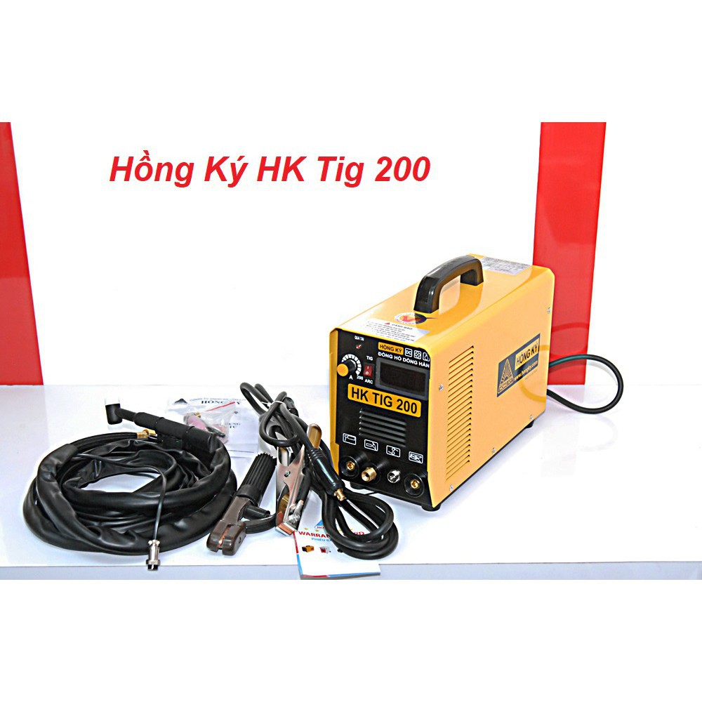Máy hàn điện tử INOX chuyên dụng Hồng Ký Tig200, 2 chức năng hàn que (1.6-3.2mm) và hàn khí Argon (Tig), AC 180-240V