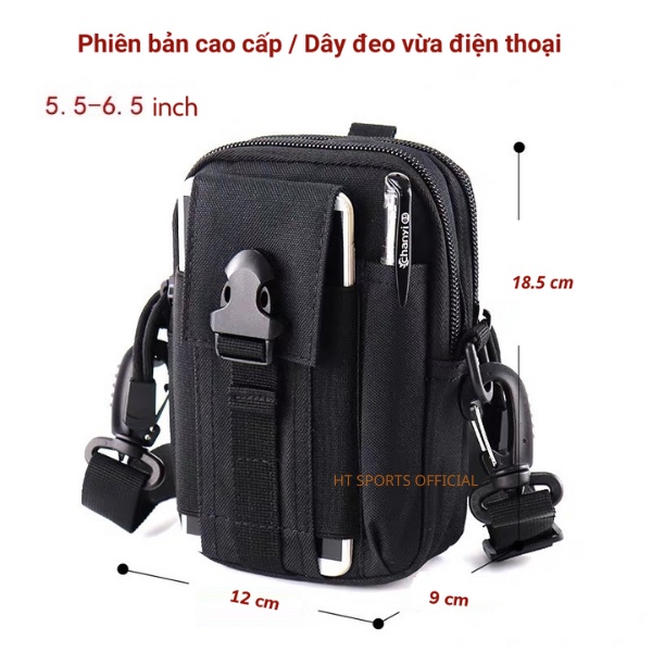 Túi đeo hông, đeo chéo kiểu lính HT Sports nhiều ngăn tiện lợi vải dày dặn chống thấm nước