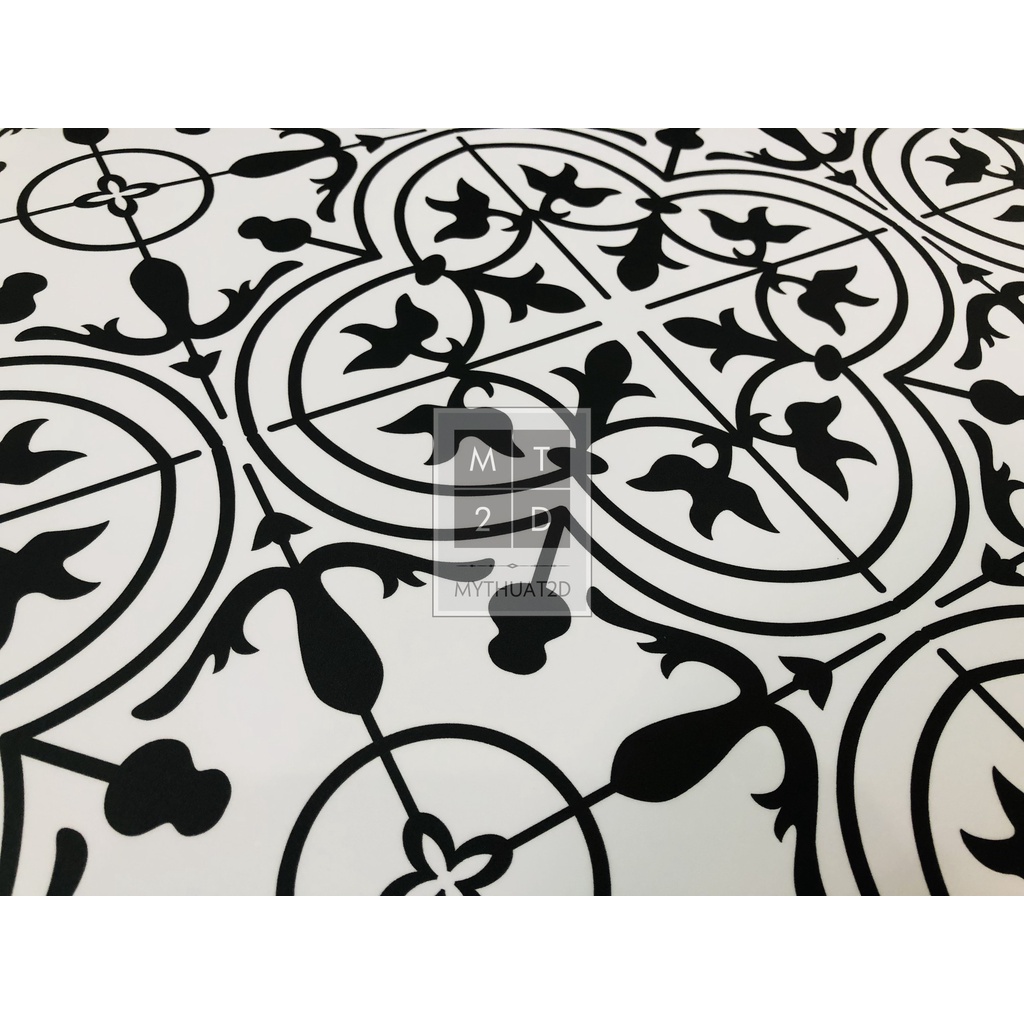 Decal gạch bông dán Sàn nhà hoa văn 1 hoạ tiết Black Color - mã FL270