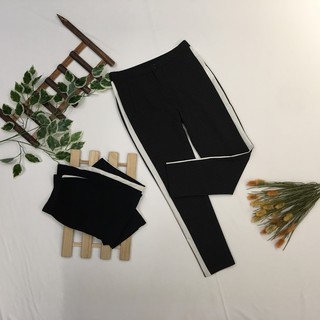 quần vải kẻ sọc trắng