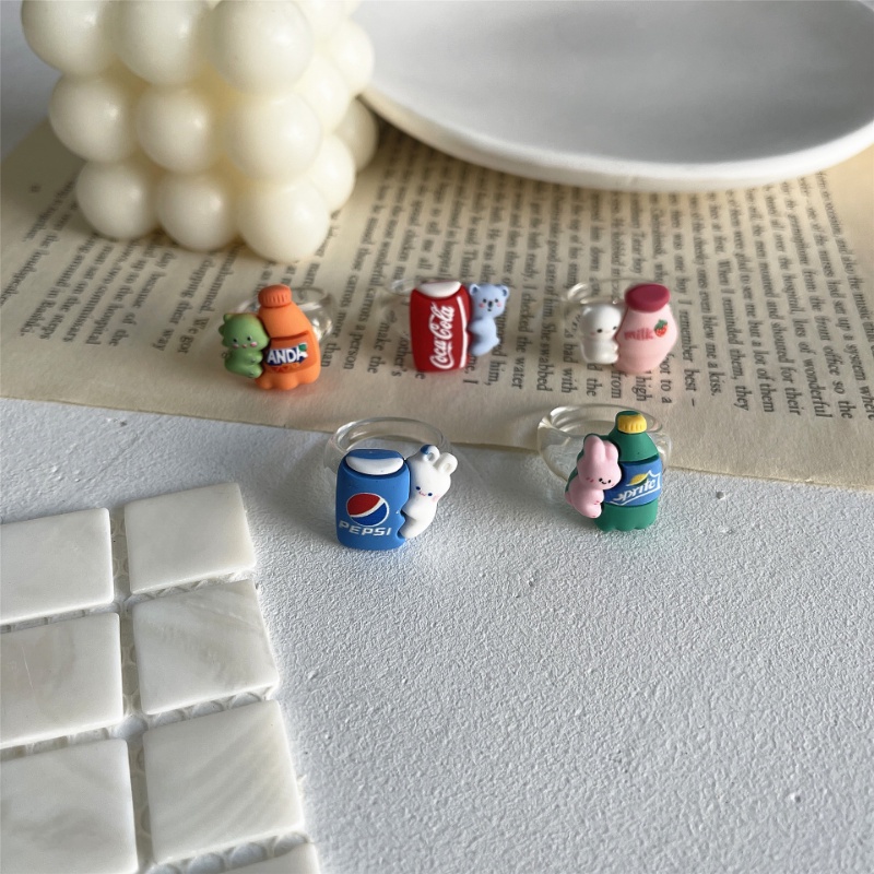 Nhẫn Resin Trong Suốt Hình Gấu / Thỏ Dễ Thương