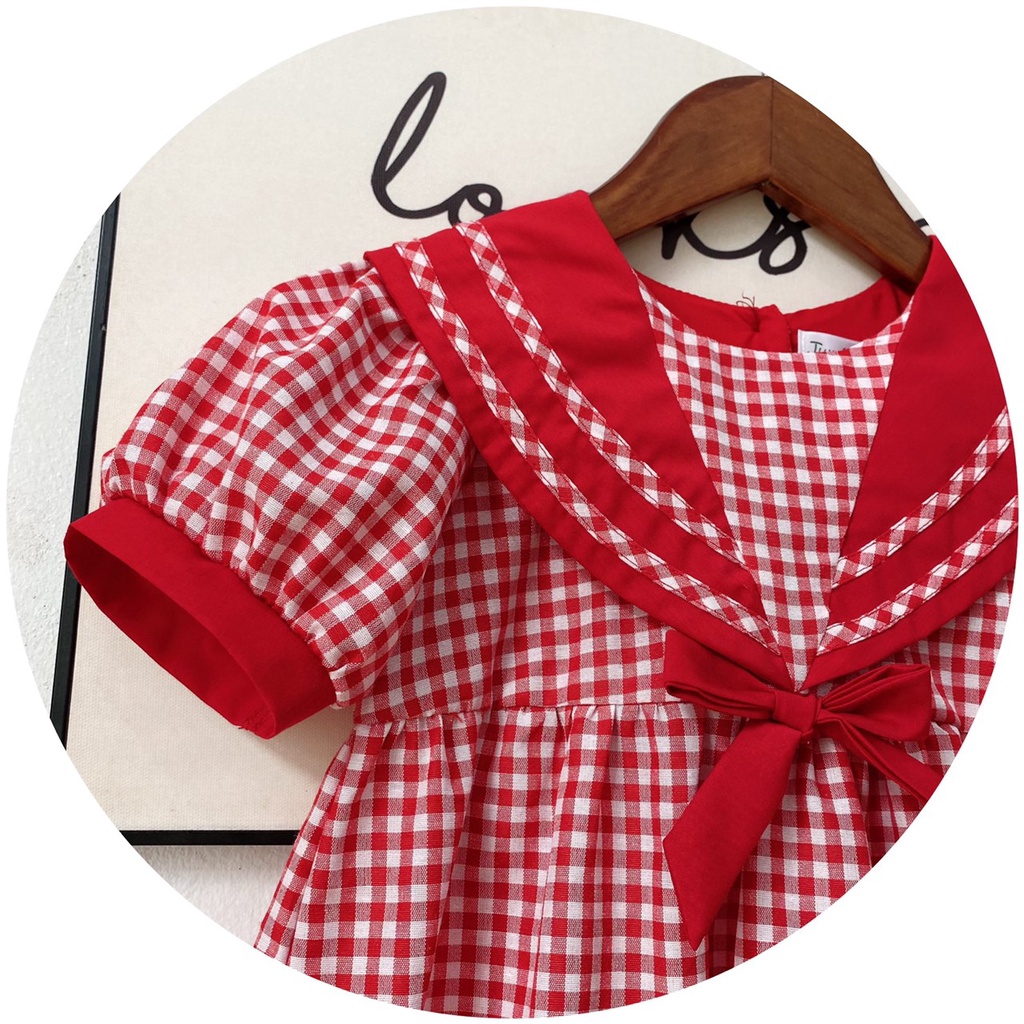 Váy hoa tiểu thư bé gái MINTSCLOSET Mint's Closet màu hồng cổ bèo tay ngắn 1 2 3 4 tuổi - GV0042 - GV0041 - GV0052