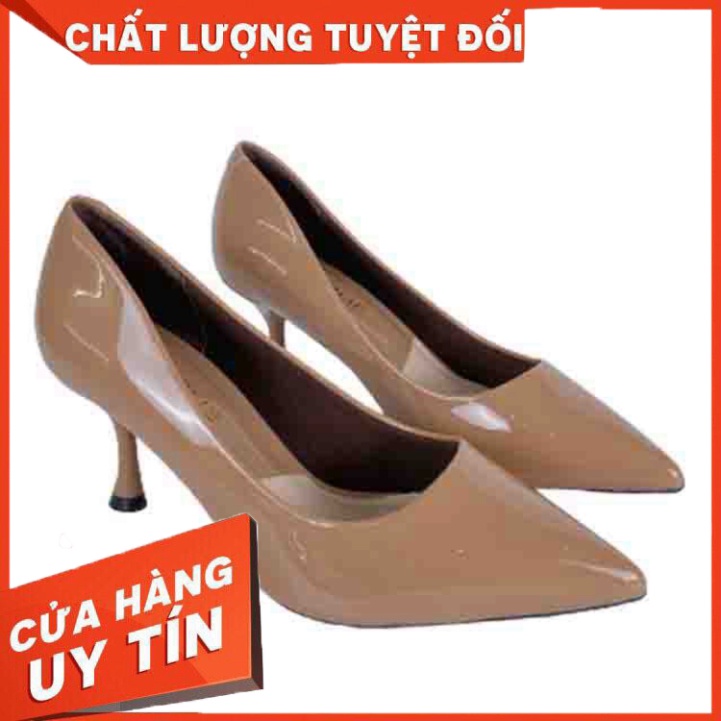 Giày cao gót nữ 7 phân S36310 da bóng. Gót cách điệu thời trang 2020-2021 - Hàng nhập khẩu