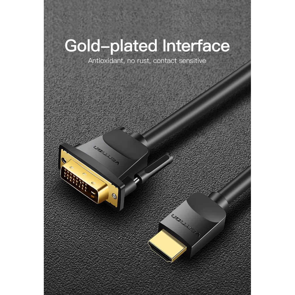 Vention HDMI to DVI Cable DVI-D 24+1 Pin Support 1080P 3D HDMI Cable