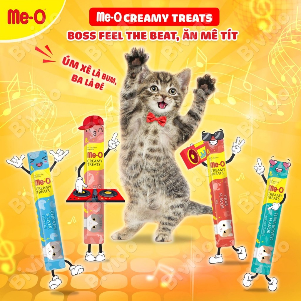 Súp thưởng cho mèo Me-O Creamy Treats mọi lứa tuổi thanh 15g - Bivido