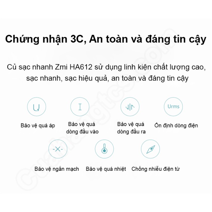 [Mã SKAMPUSHA8 giảm 8% đơn 300K] Củ sạc nhanh 18W Zmi xiaomi HA612 Cốc sạc nhanh Xiaomi