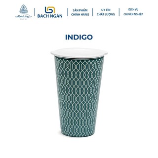 Ly sứ dưỡng sinh Minh Long - Indigo 0.48 L, cao có nắp đậy dùng để uống trà, cafe, kiểu dáng sang trọng, giữ nhiệt tốt