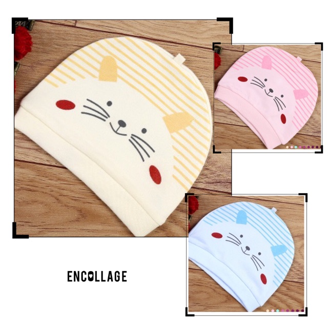Nón sơ sinh cho bé từ 0-2 tháng chất cotton mềm mịn