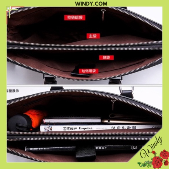 Cặp Đựng Tài Liệu A4 Da Nam chất liệu Da Bò Dập vân cá sấu Màu đen windy.com