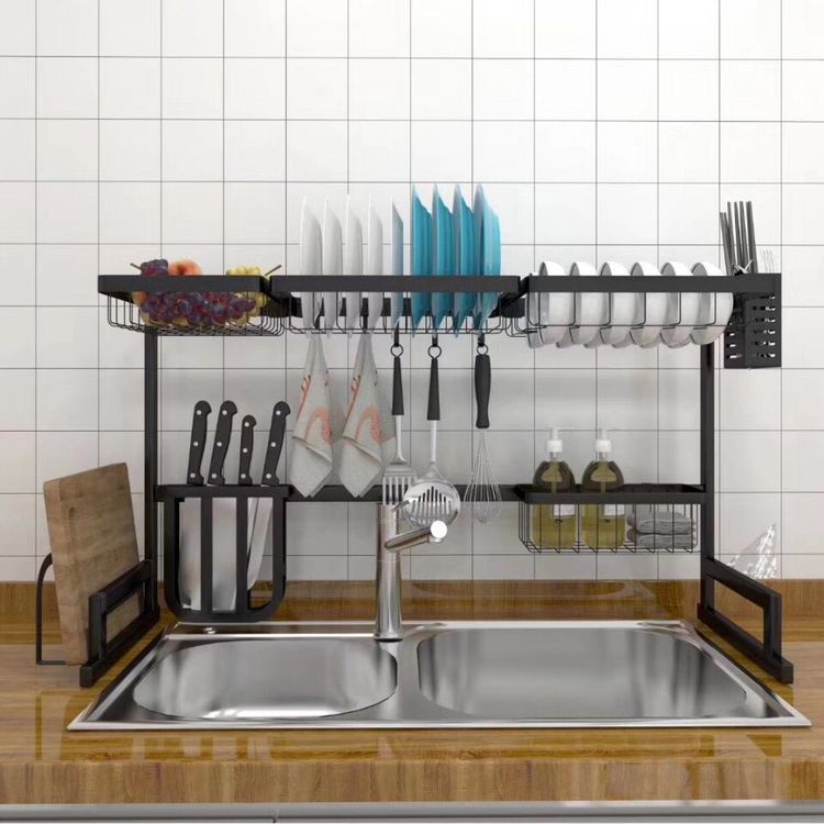 Kệ úp bát đĩa trên bồn rửa 85cm , giá để bát 2 tầng khung thép sơn tĩnh điện cao cấp