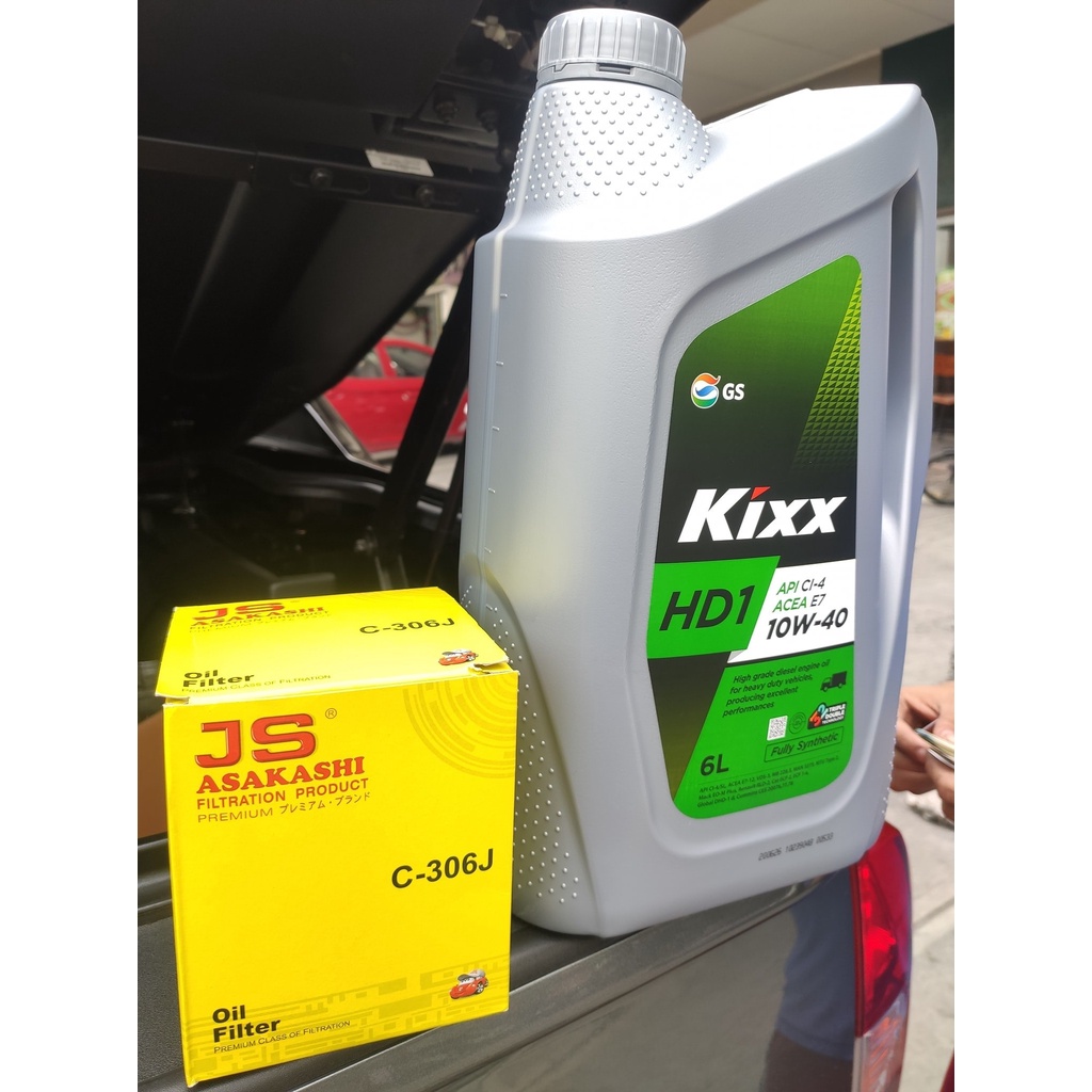 [Dầu động cơ máy dầu] Kixx HD1 CI-4/E7 10W40 6L - Tổng Hợp Toàn Phần   – Hàng chính hãng - Riautocare