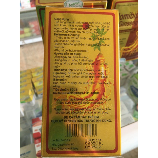 Homibipha ginseng bồi bổ cơ thể, người kén ăn, ăn k ngon, lao lực mất ngủ, bổ sung vitamin và khoáng chất