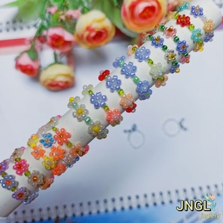 Nhẫn Hoa Hạt Cườm 2mm Không Co Giãn Nhiều Màu Sắc RF13