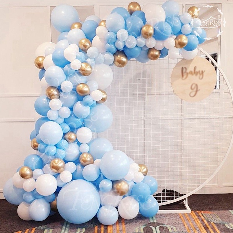 Màu xanh chủ đề loạt bong bóng vòng hoa đặt sinh nhật đám cưới