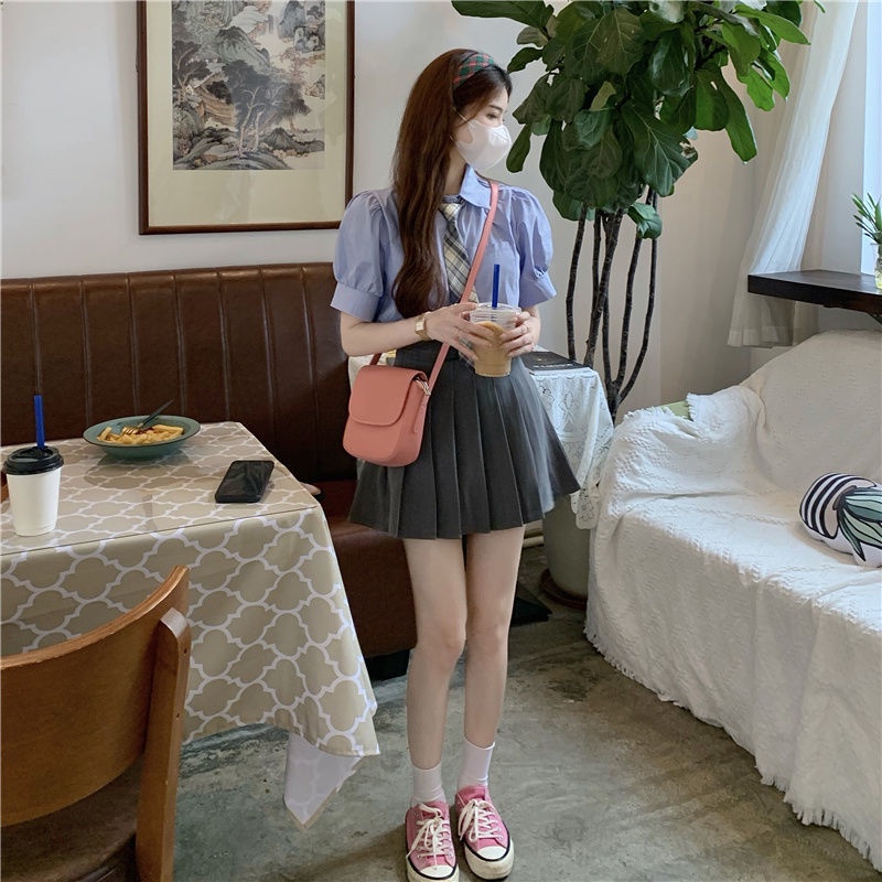 Áo sơ mi COZOKC tay ngắn dáng ôm kiểu đơn giản thời trang