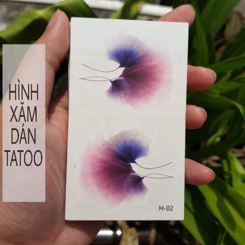 Hình xăm hoa màu loang h02. Xăm dán tatoo mini tạm thời, size &lt;10x6cm