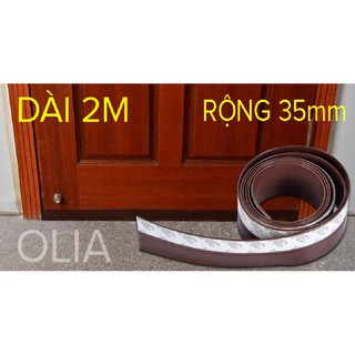 Cuộn 2 Mét Nâu-Ron Cao Su Dán Khe Hở Chân Cửa Ngăn Bụi Nước Côn Trùng-Nâu-Gioăng dán cửa cao su OLIA
