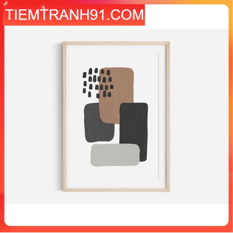 Tranh treo tường | Tranh nghệ thuật trừu tượng - Black Abstract Art Print, Black and Brown Abstract Art