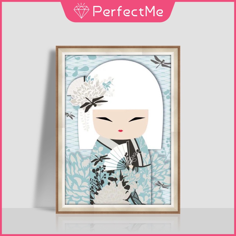 Bộ Tranh Đính Đá 5D Tự Làm 30x40cm Hình Búp Bê Nhật Bản