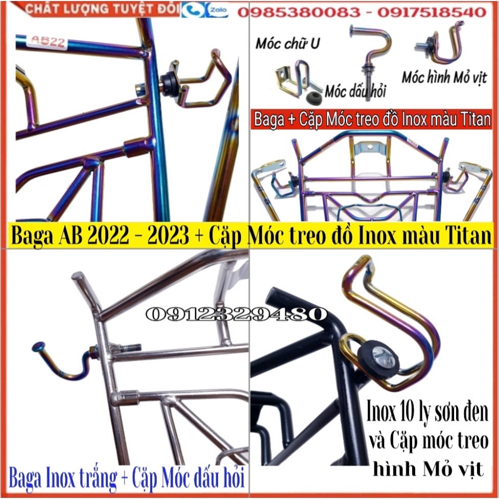 [AB 2022 Mới-AB 2023] Baga Giữa AB 2022 Mới , AB 2023, AB 160cc, AB125cc INOX Dày 10 Ly- Mẫu Bắt Sàn Để Chân