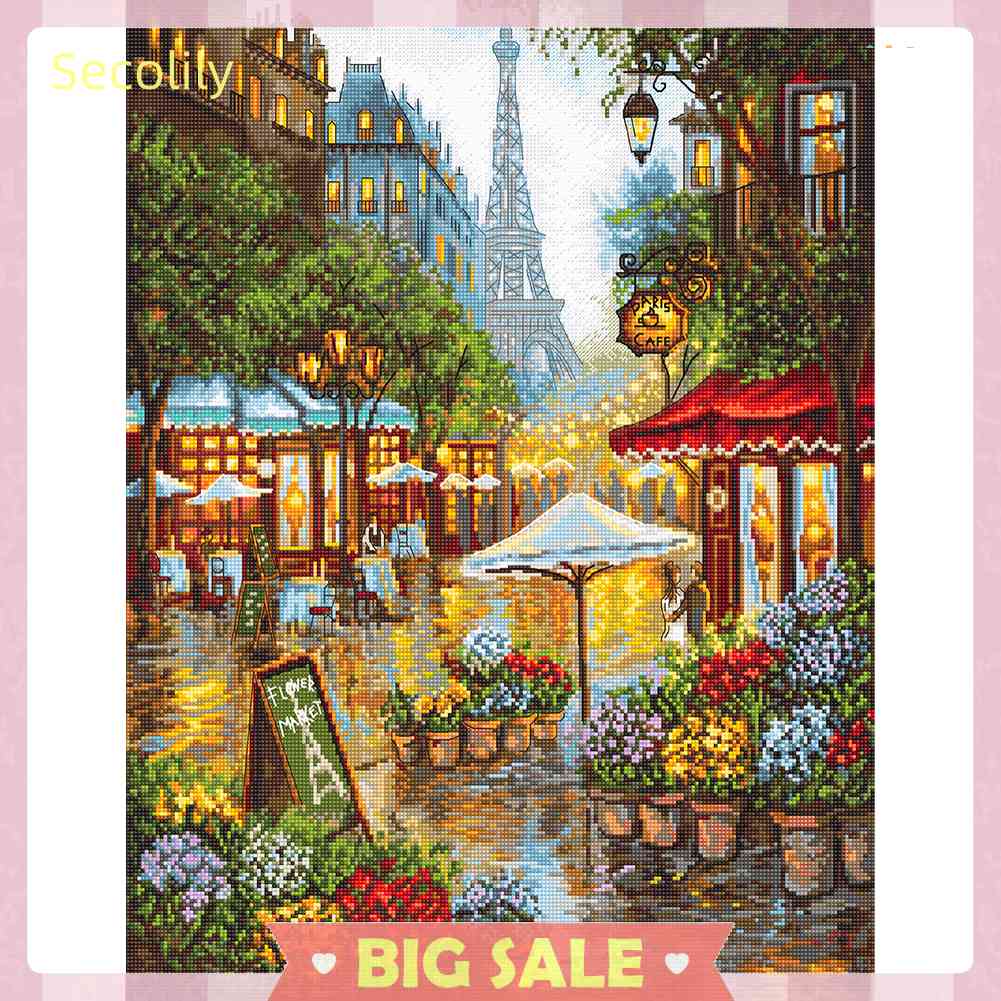 Bộ Tranh Thêu Chữ Thập 11CT DIY Hình Phong Cảnh Paris Đẹp Mắt