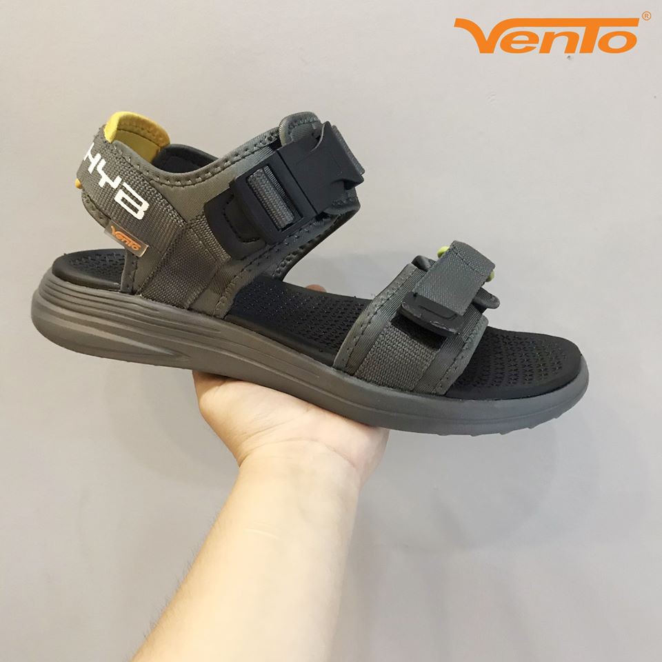 Sandal Vento Nam Nữ Quai Ngang NB38 Tro Vàng