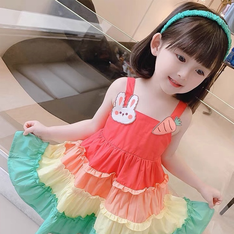 Trẻ Em Ăn Mặc Bé Gái Thời Trang Thỏ Cầu Vồng Hoạt Hình