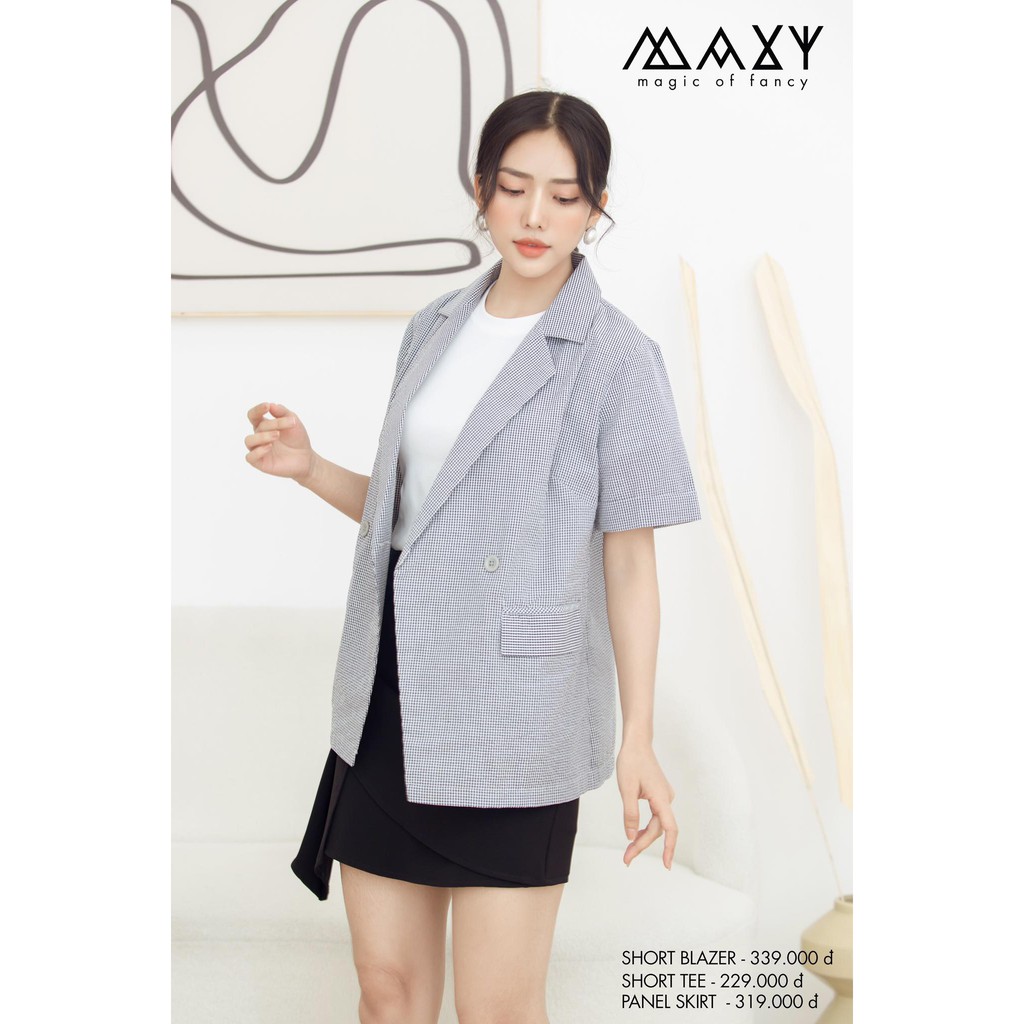 Áo blazer tay ngắn sọc caro đen short blazer black caro Maxy Workshop | BigBuy360 - bigbuy360.vn
