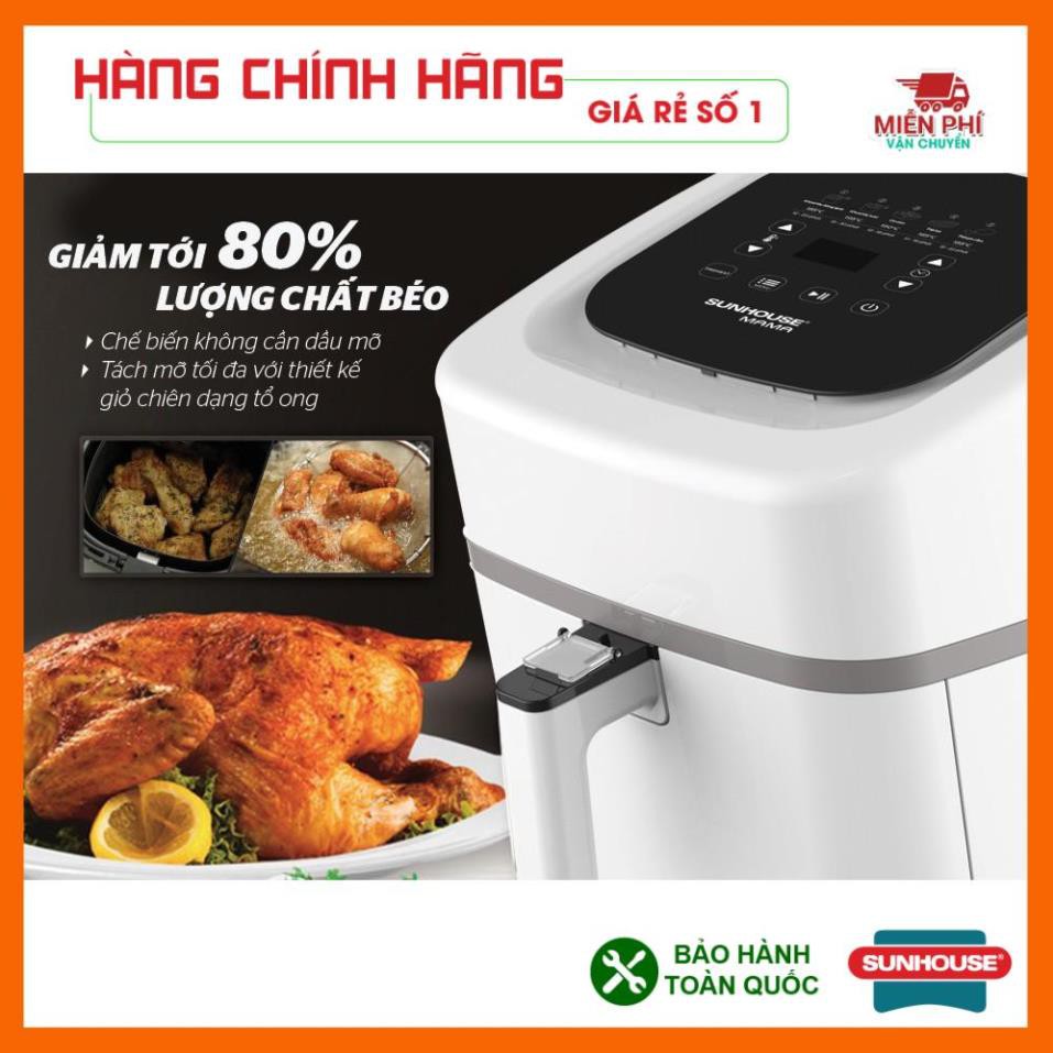 Nồi chiên không dầu 4,5L Sunhouse SHD4086W, nồi chiên không dầu Sunhouse Mama công nghệ Rapid Air.