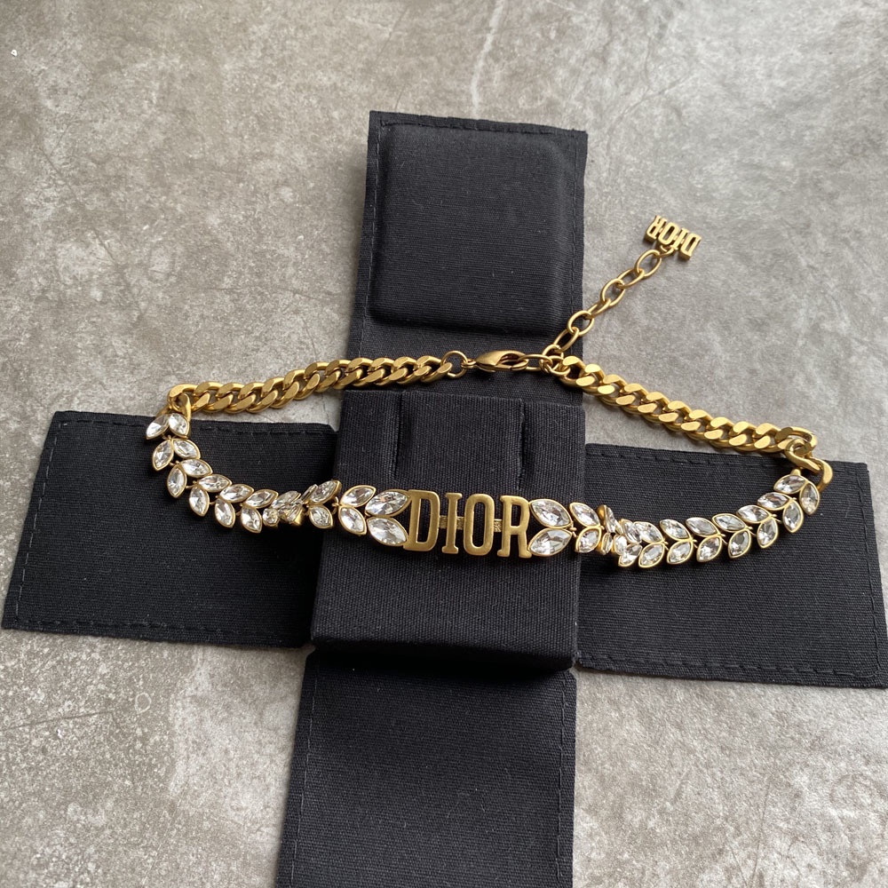Vòng cổ titan chocker thương hiệu Dior đính đá mạ vàng sang trọng TB413 TOBI STORE
