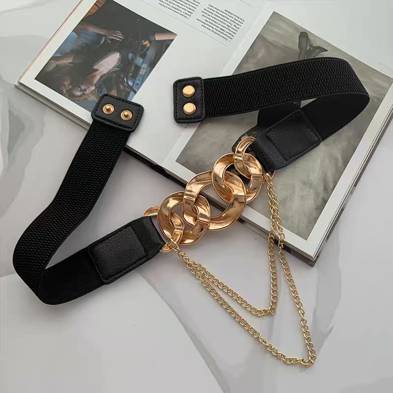 Đai váy Xích kèm dây xích võng Mặt Vàng sang chảnh ĐV014 - Thắt lưng Belt váy phối áo đầm cá tính Meo shop