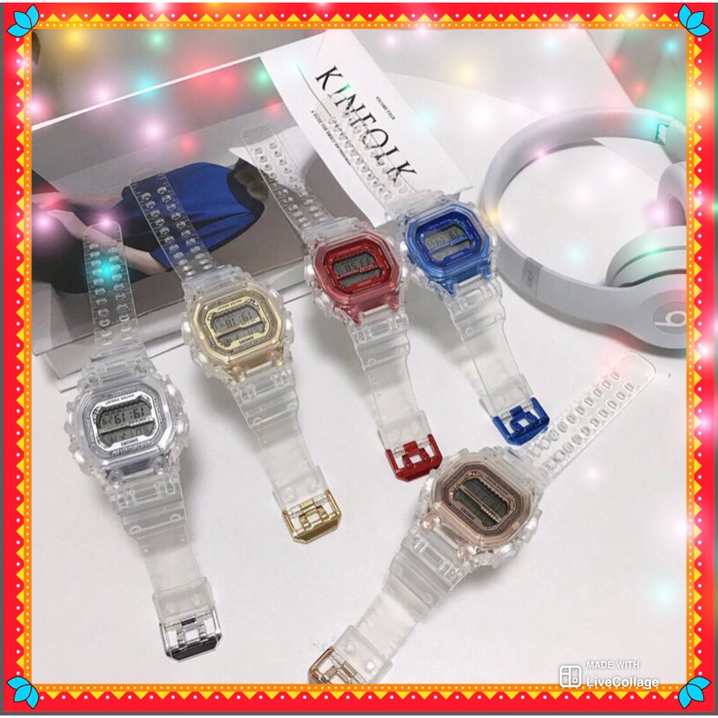 ĐỒNG HỒ NAM NƯ SHHORS VUÔNG DÂY TRONG SUỐT D360 CAO CẤP SIÊU ĐẸP