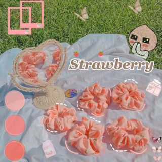 🍓[STRAWBERRY] Scrunchies Dâu Tây Vải Mềm - Dây Cột Tóc