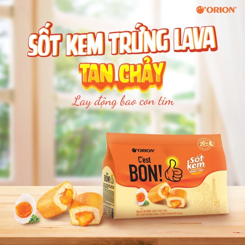 BÁNH C’EST BON SỢI THỊT GÀ SỐT KEM TRỨNG LAVA/ BÁNH ĂN SÁNG CEST BON