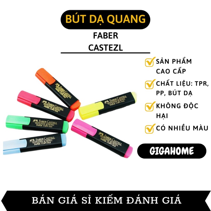 Đồ dùng học tập  GIÁ VỐN  Bút dạ quang Faber-Castell màu hồng, cam, xanh, không làm bẩn hay thấm qua trang khác 7558