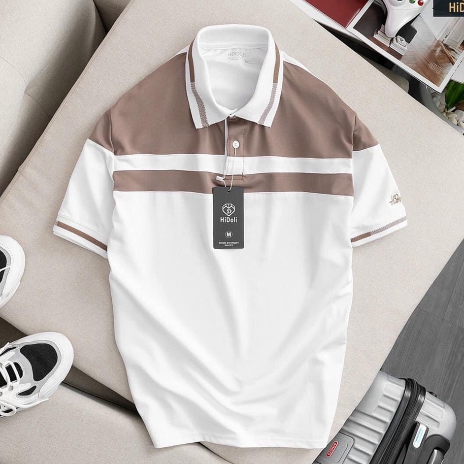 Áo polo nam ngắn tay cổ bẻ kẻ phối màu siêu hót Aru shop