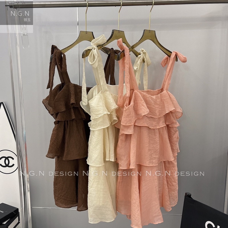 Váy tơ tầng 2 dây NGN