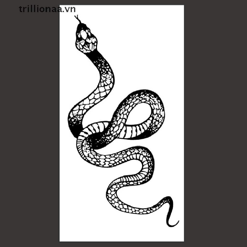 Hình Xăm Dán Tạm Thời Họa Tiết Da Rắn Màu Đen Chống Thấm Nước Cho Nam Và Nữ